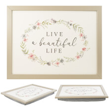 (Live a Beautiful Life) GEEZY Large Wooden Bean Bag Cushioned Lap Tray - 44 x 34cm