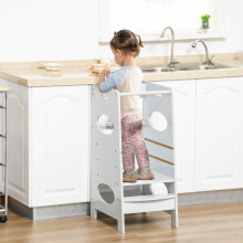 HOMCOM Kids Step Stool Toddler Kitchen Stool w/ Adjustable Standing Platform