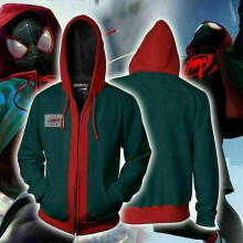 (L, One size) Cosplay Spiderman: Into The Spider-verse Miles Morales Hoodie Coat Sweatshirts