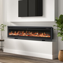 80 Inch 1800W Electric Freestanding Fireplace with Remote Control, Black