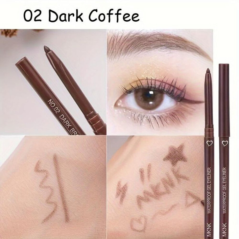 (deep coffee) Automatic Color Smooth Waterproof Glue Eyeliner Pencil Eyeliner