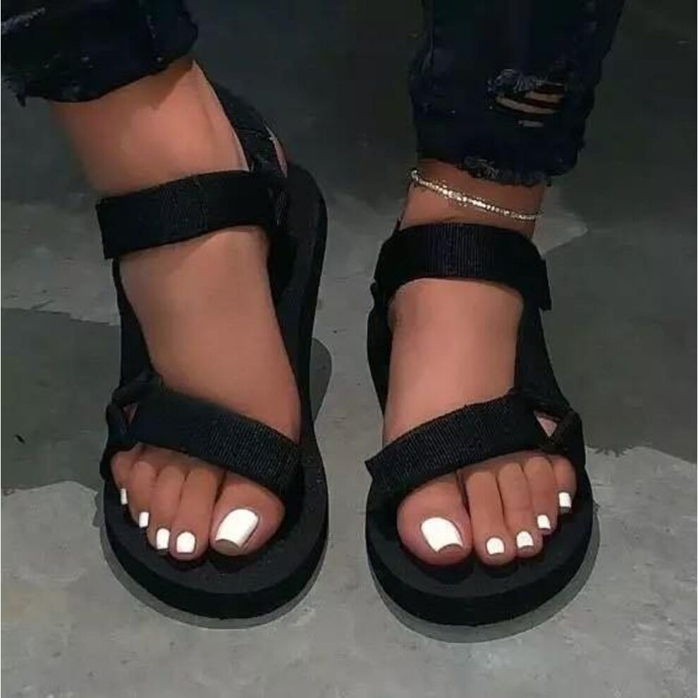 (black, 39) Summer Soft Slip Sandals 2024 New Women Durable Sandals Outdoor Casual Beach Shoes Sandalias