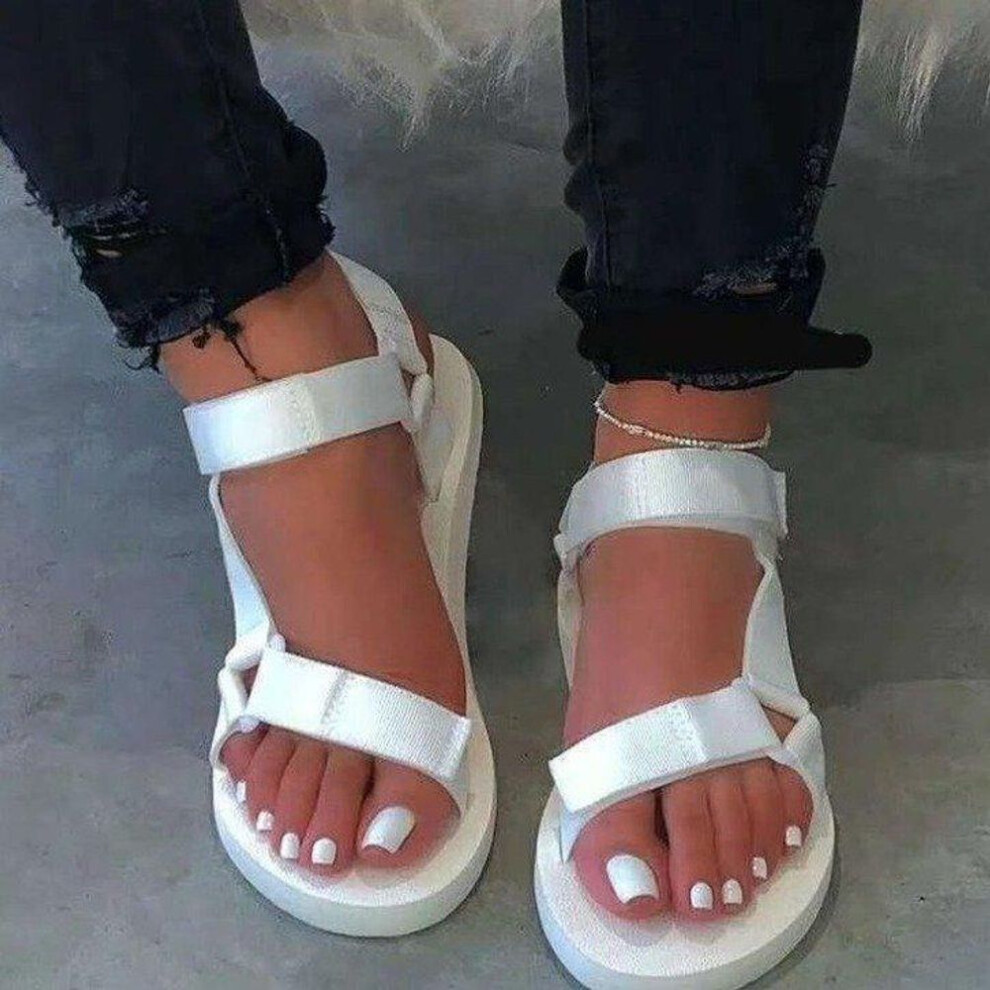 (white, 41) Summer Soft Slip Sandals 2024 New Women Durable Sandals Outdoor Casual Beach Shoes Sandalias
