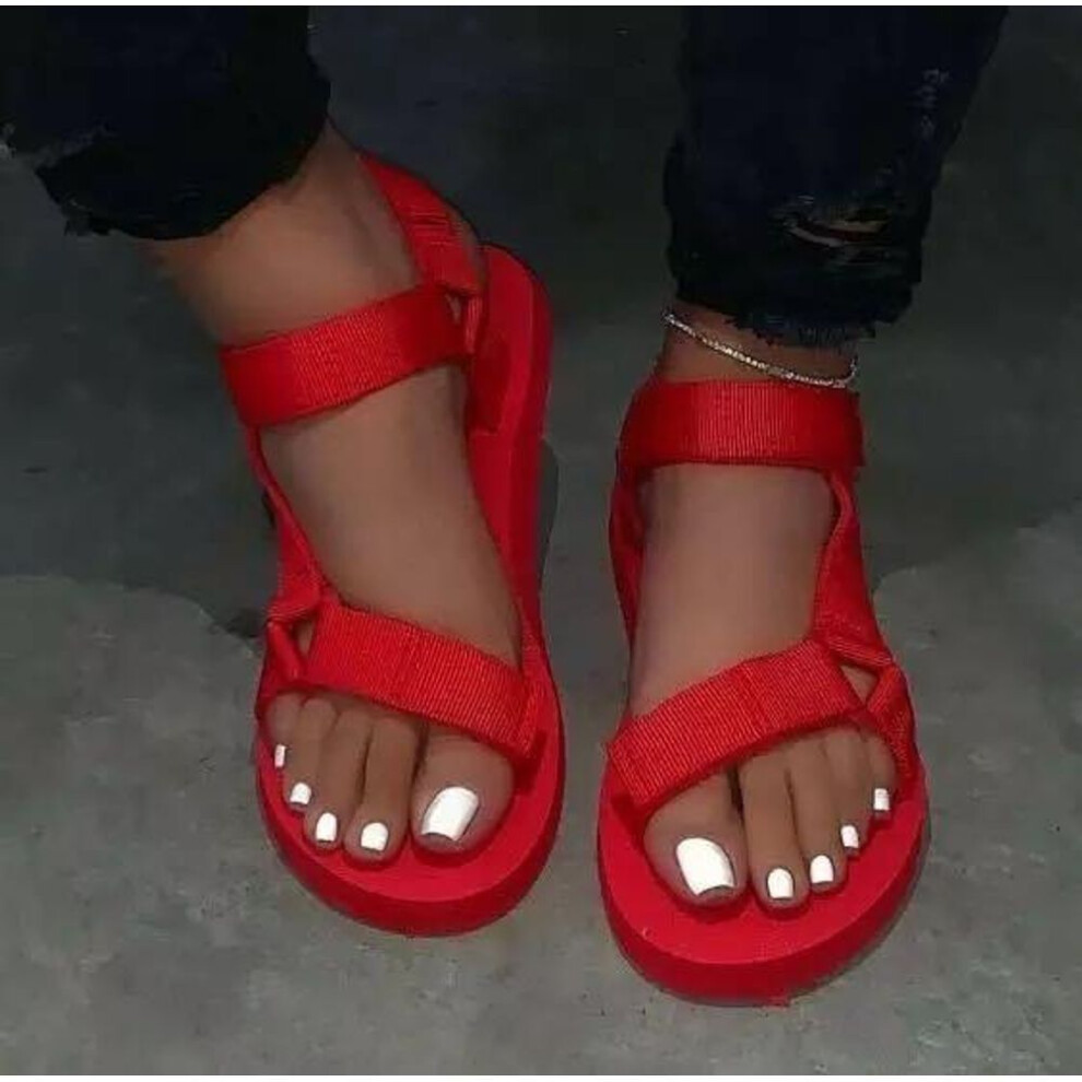 (red, 37) Summer Soft Slip Sandals 2024 New Women Durable Sandals Outdoor Casual Beach Shoes Sandalias