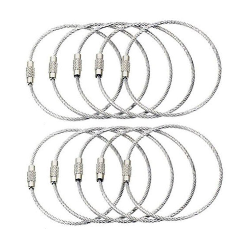 (Other) 10pcs Stainless Steel Wire Keychain Cable Rope Key Holder Keyring Key Chain Rings Women Men Jewelry Key Holder Gifts