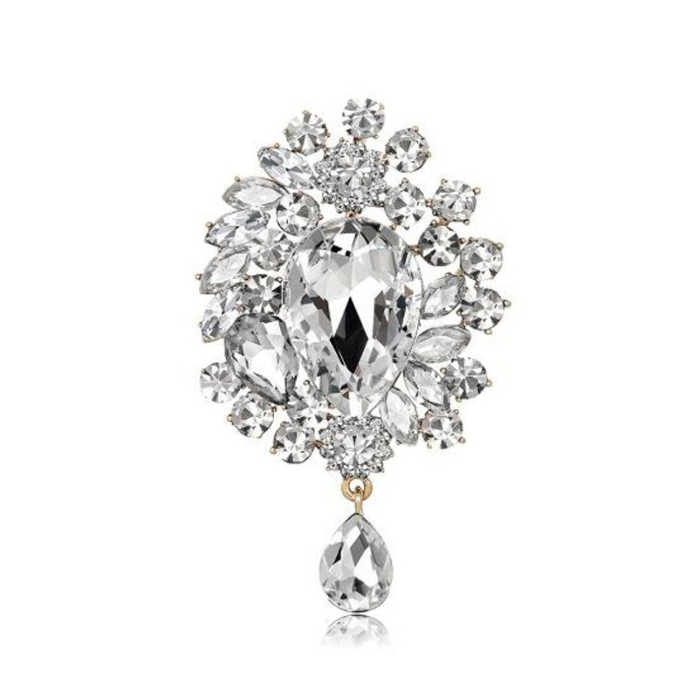(white) Brooch European And American Luxury Super Flash Crystal Brooch