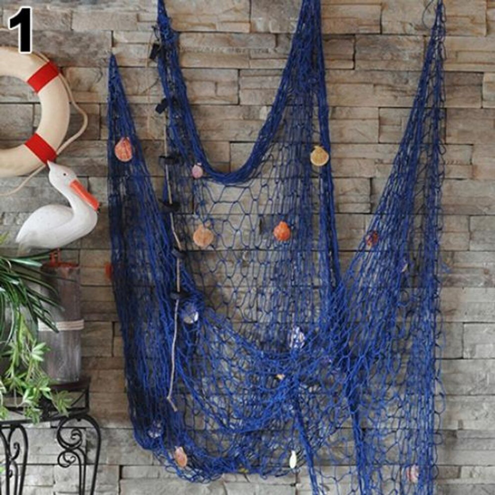 (blue) Fishing Net Seaside Shells Wall Wall Beach Party Sea Ceiling Bar Home Decor