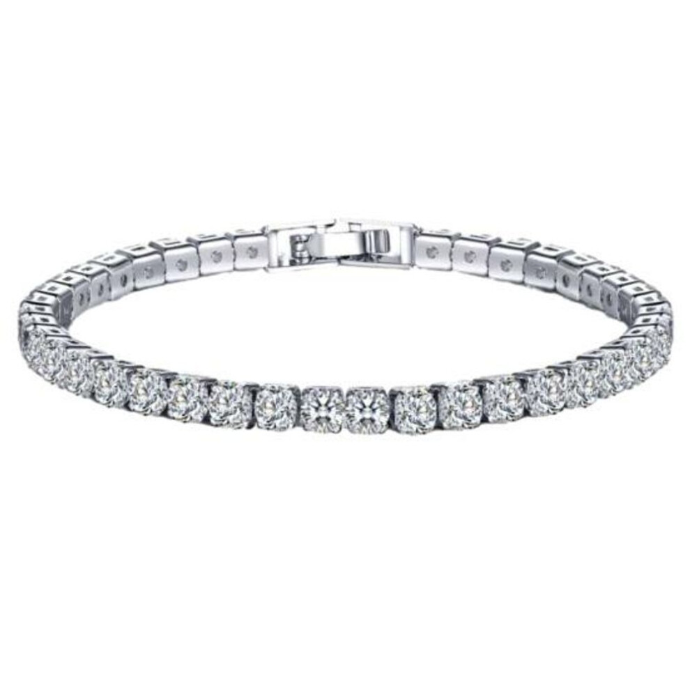 (silver, 19cm) Women Bracelet Shiny Geometric Luxury Copper Stainless Wrist Bracelet Jewelry