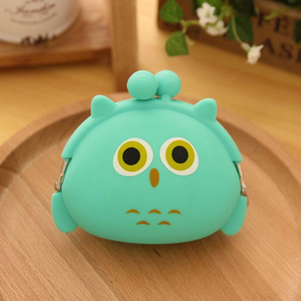 (mint green, One Size) Silicone Coin Purse Cute Pig Cat Frog Yellow Duck Panda Owl Dog Wallet Children Women Mini Bag