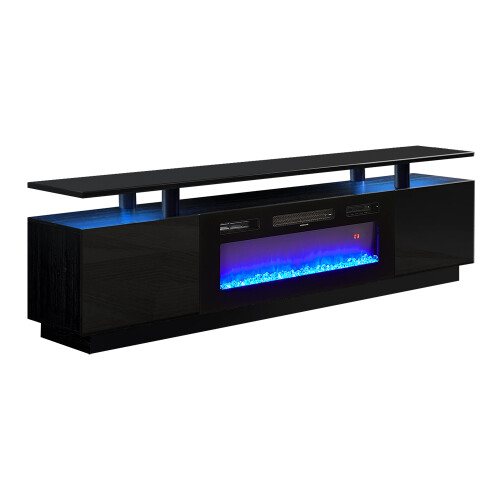 Living And Home Recessed Electric Fireplace TV Stand with Remote Control, Black 2