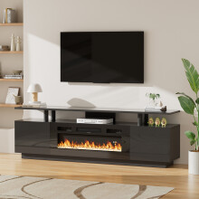 Recessed Electric Fireplace TV Stand with Remote Control, Black