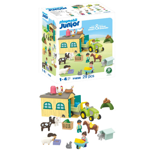 Playmobil Junior: Farm Adventure with Tractor  Trailer  and Animal Friends