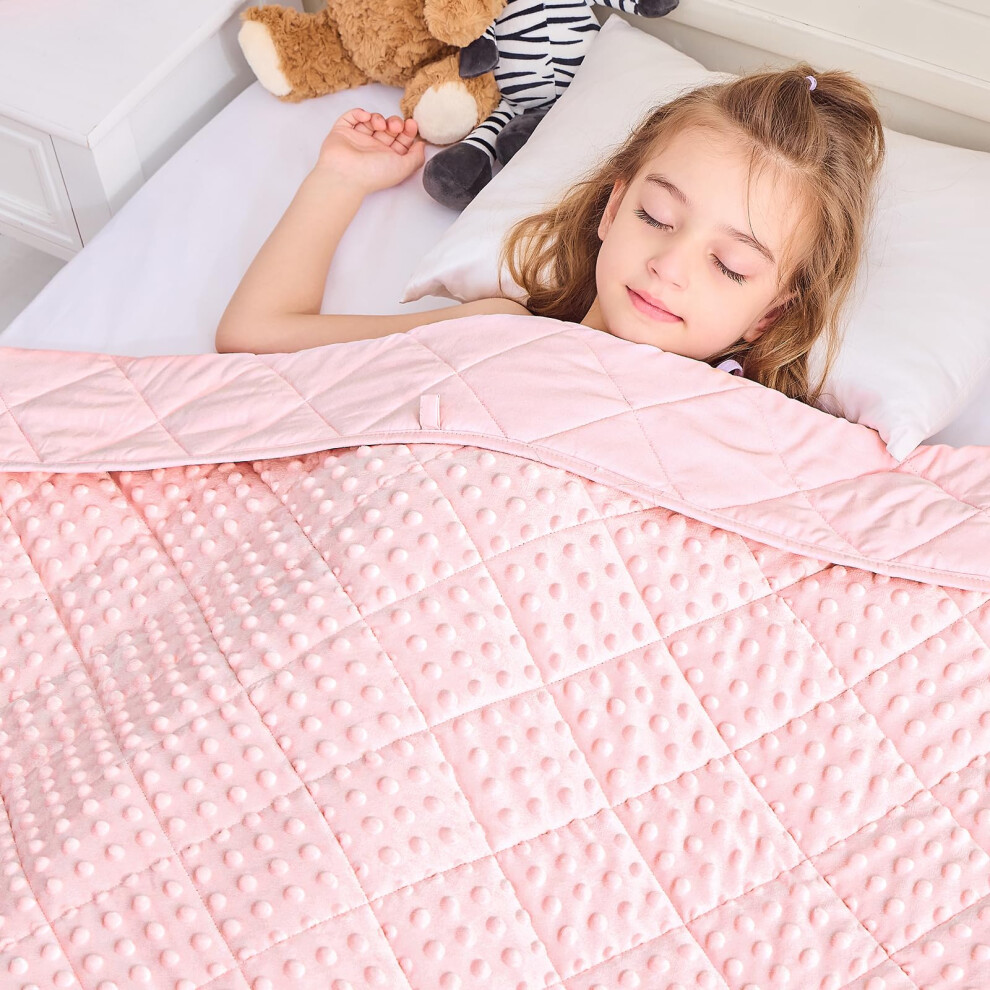 yescool Weighted Blanket Kids 5 lb Pink Warm Weighted Throw Blanket Minky Plush Heavy Blanket Microfiber Small Fleece Blanket Cooling Heating Weighted