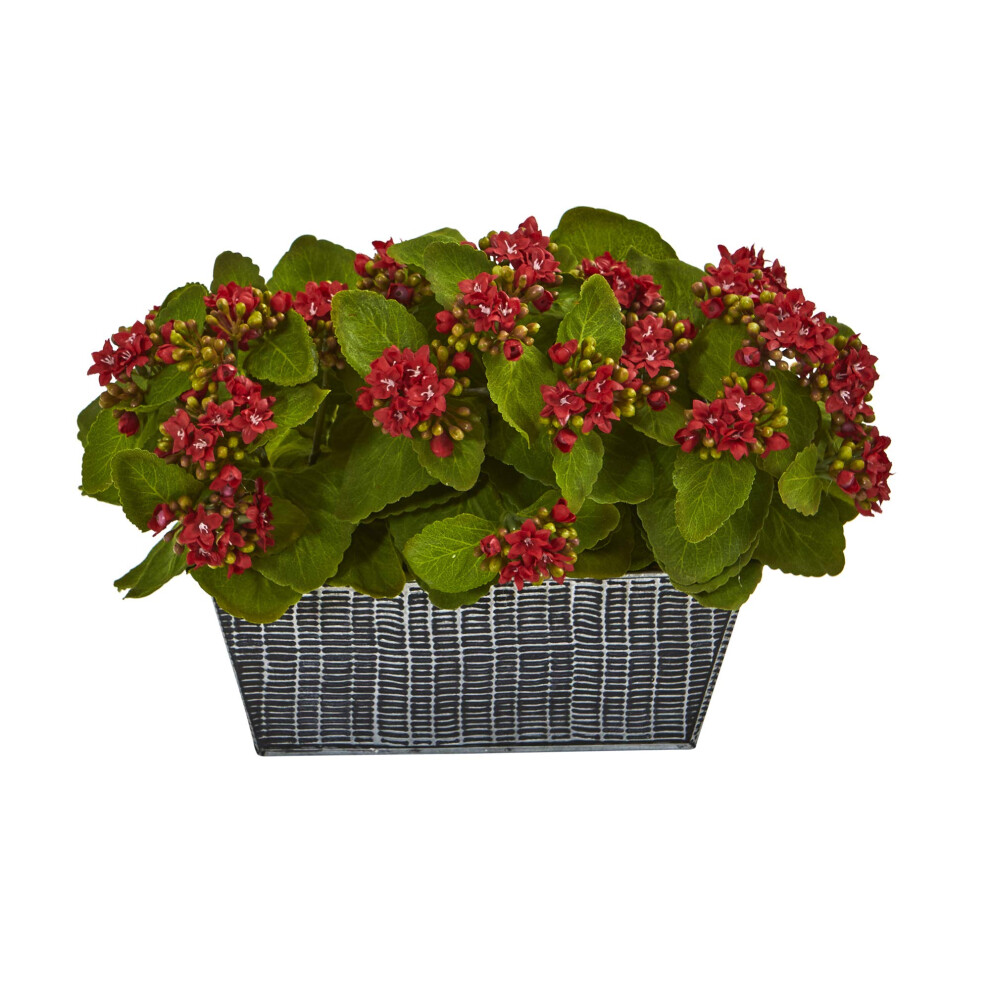 14 Plantas Artificiales De Kalanchoe En Maceta Con Relieve Negro-image