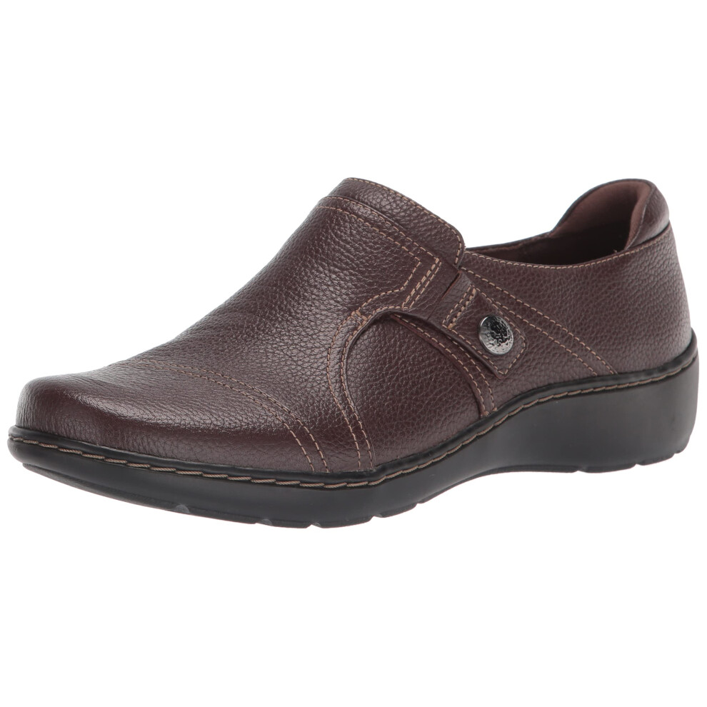 Clarks Women's Cora Poppy Loafer  Dark Brown Tumbled  10