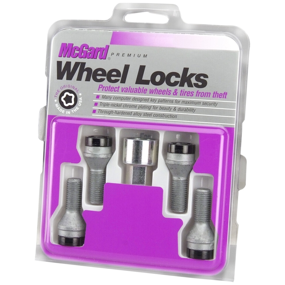 MCGARD 27305 Black Bolt Style Cone Seat Wheel Lock Set 4 Locks / 1 Key