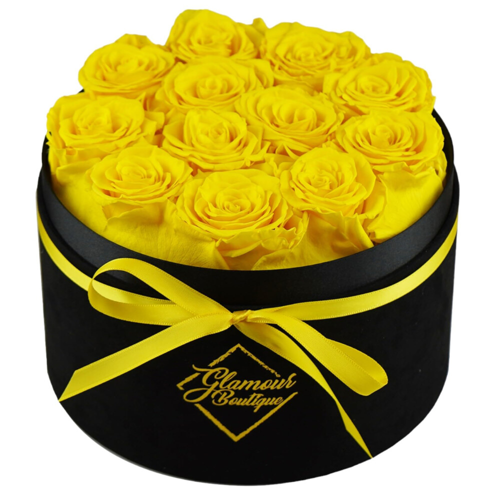 GLAMOUR BOUTIQUE Forever Flowers Gift Box: 12 Real Preserved Roses in a Velvet Box  Birthday For Her Mom and Wife  Valentines Mothers Day Anniversary-image-OPC-PG555NX-NEW