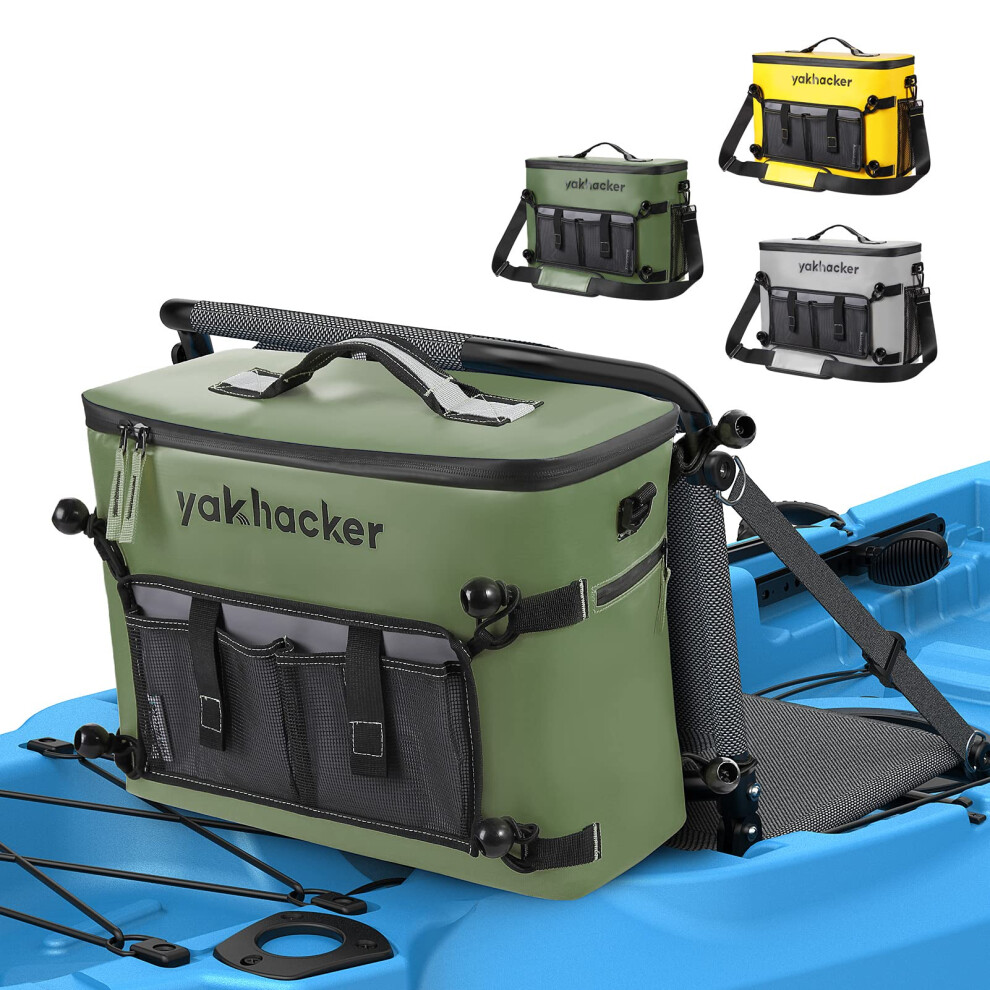 Yakhacker Kayak Cooler Bag Waterproof Seat Back Cooler with Lawn-Chair Style Seats Kayak Accessories Portable Ice Chest Cooler for Kayaking Travel