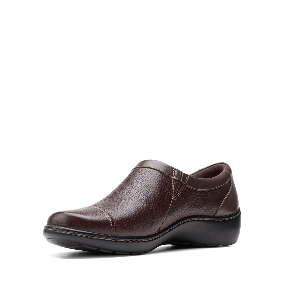 Clarks womens Cora Giny Loafer Flat  Dark Brown Tumbled/Smooth Lea  7 X-Wide US
