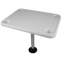 WISE WHITE RECTANGULAR TABLE - 4 DRINK HOLDERS  W/ PEDESTAL