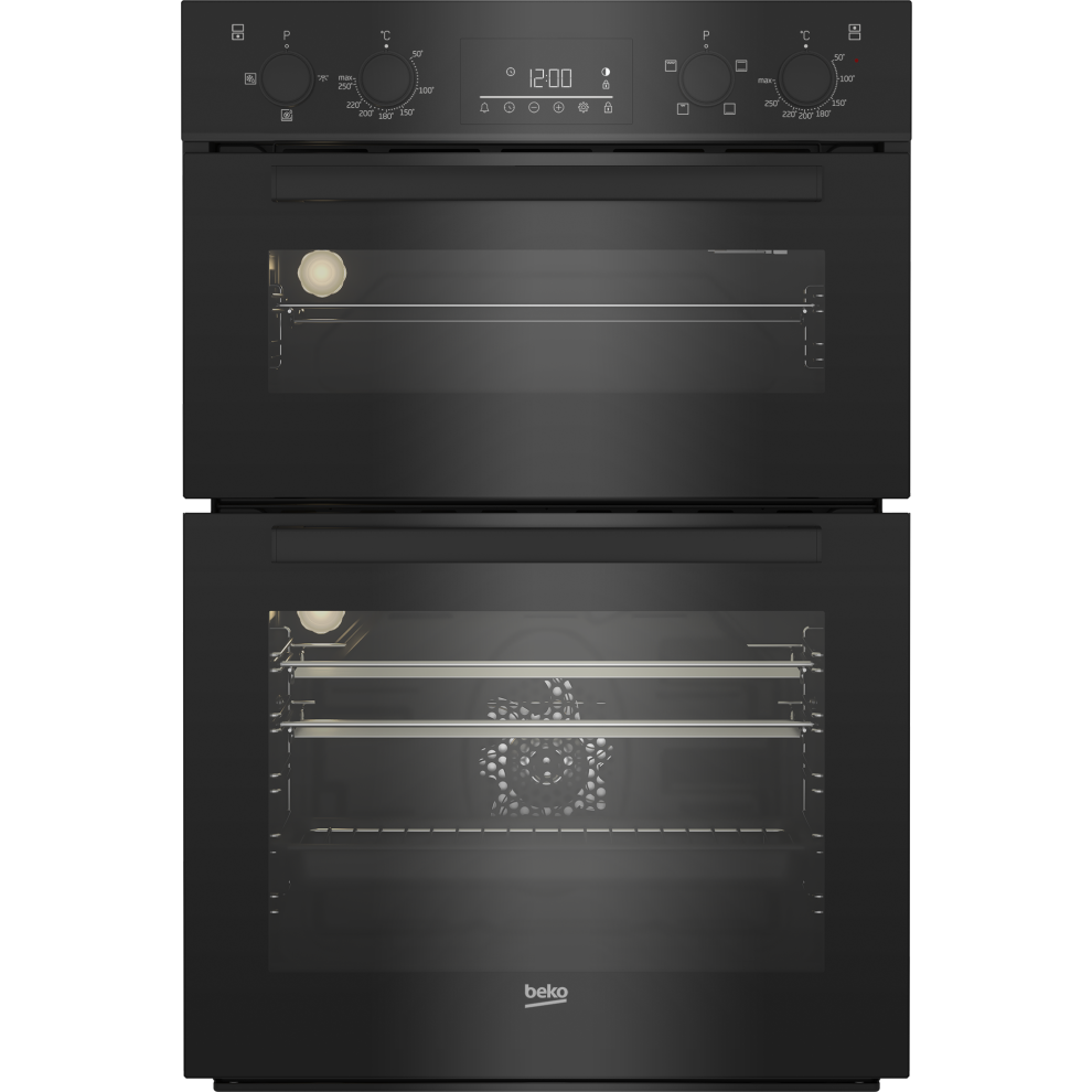 Beko RecycledNet BBDF22300B Built-In Double Electric Oven – Black, 75L – A/A Energy Rated, Fan Assisted Cooking, Easy-Clean Enamel Interior