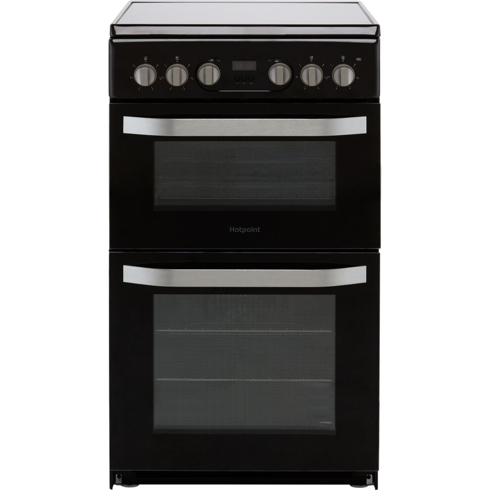 Hotpoint HD5V93CCB/UK 50cm Electric Cooker with Ceramic Hob – Black, 2 Electric Ovens, Grill Function, Catalytic Liners, A/B Energy Rated