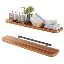 BATODA 36"" Acacia Wood Floating Shelves Wall Mounted (Round Edge) - Rustic Farmhouse Wooden Wall Storage Shelf for Bedroom Kitchen - Brackets and Sh