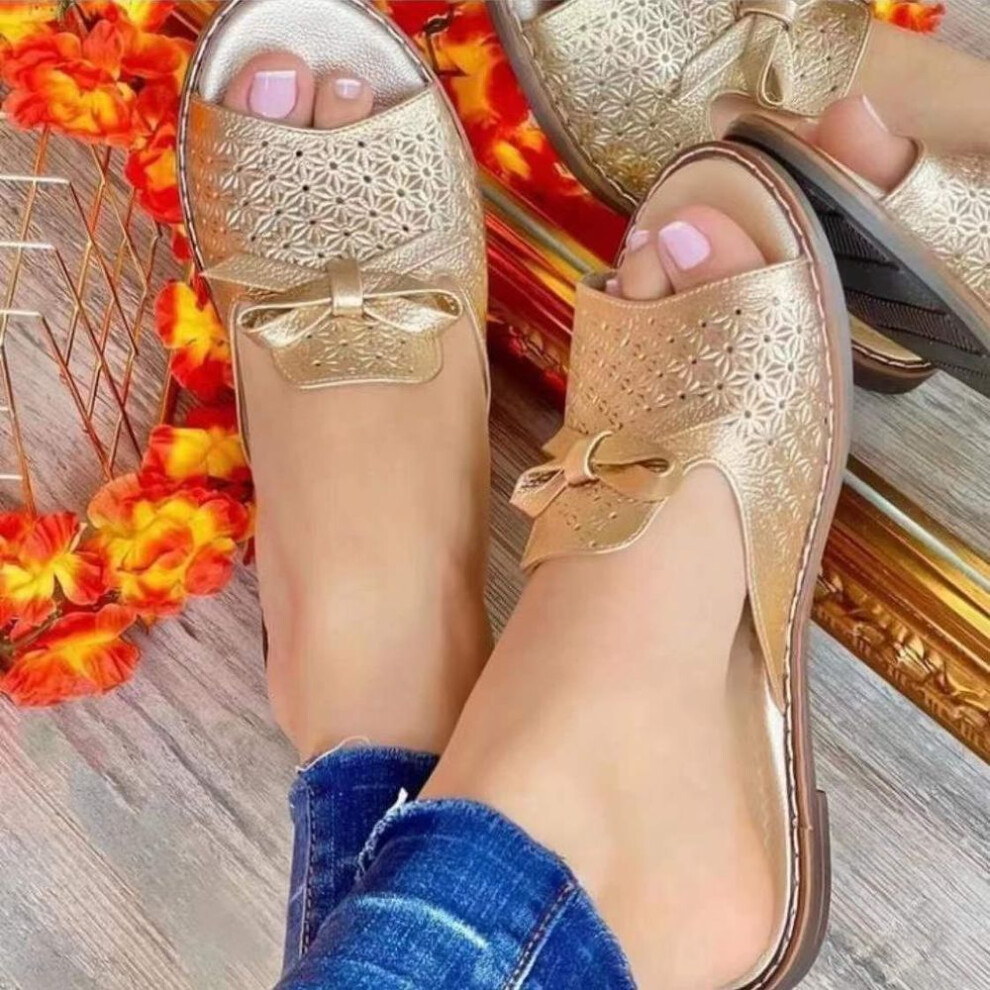 (gold, 43) Slippers Women Casual Flats Shoes Summer 2022 Woman Shoes Slingback Sandals Fashion Ladies Flip Flops Daily Walking Woman Slides