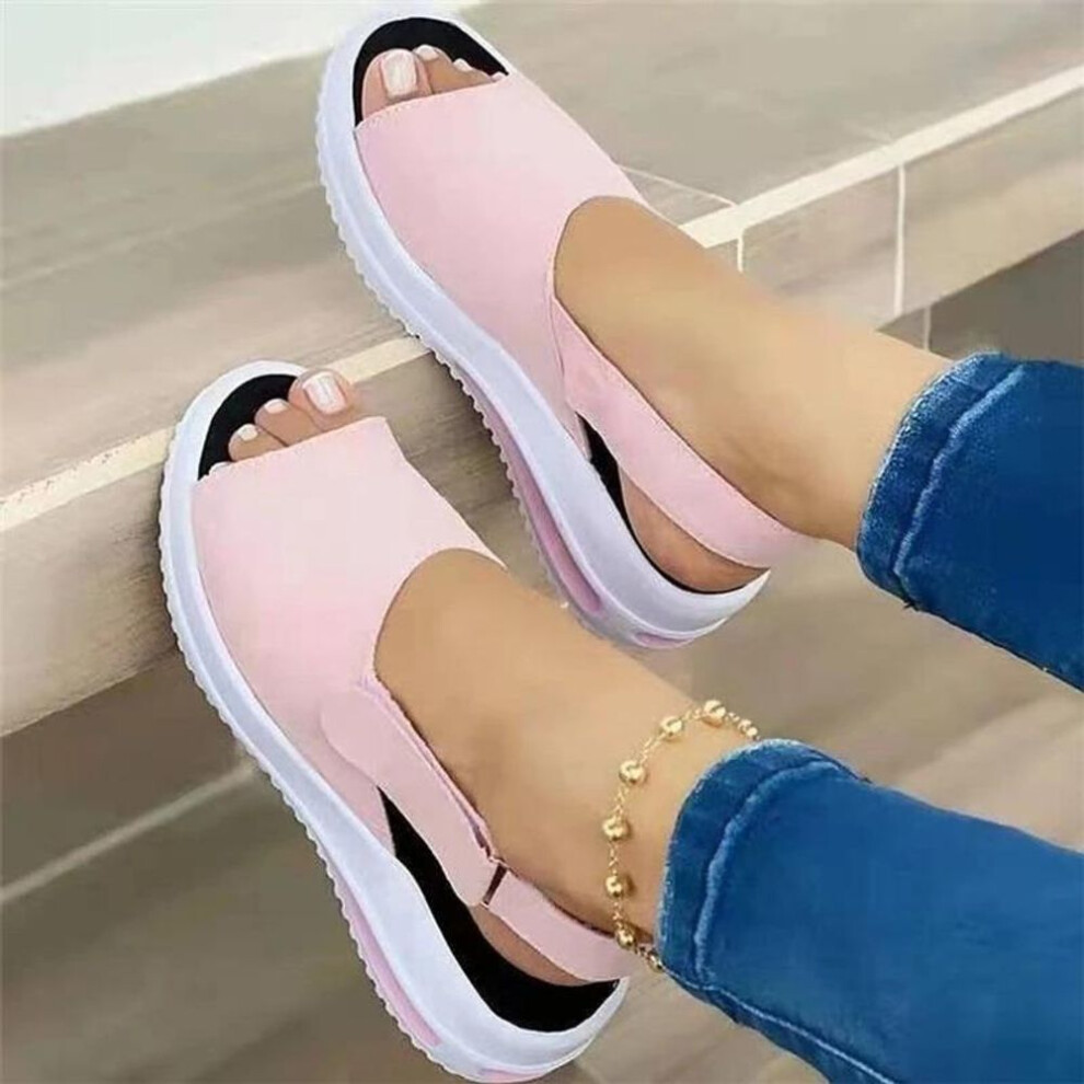 (pink, 40) 2021 New Women Sandals Soft Ladies Sandals Comfortable Flat Sandals Women Open Toe Beach Shoes Woman Footwear