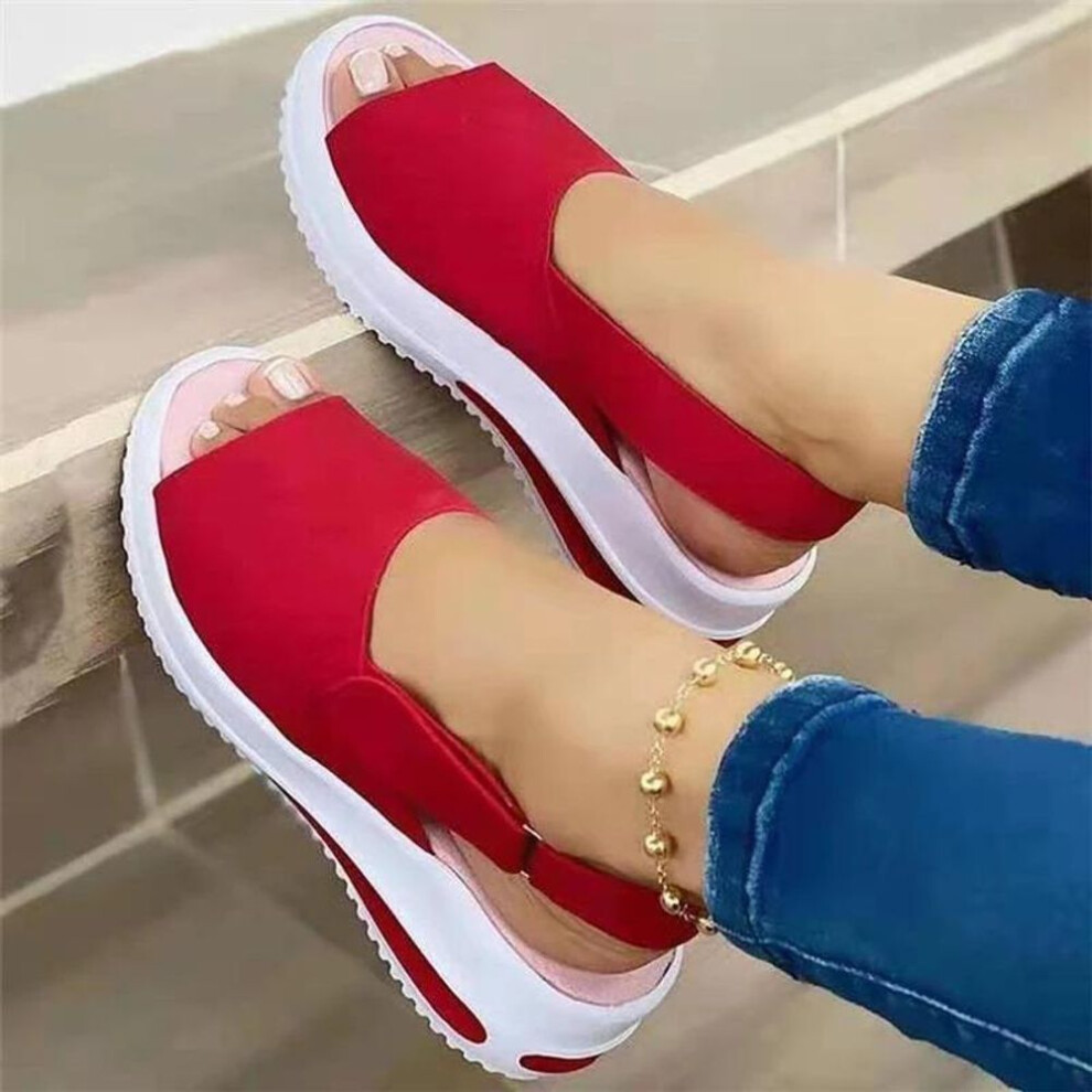 (red, 42) 2021 New Women Sandals Soft Ladies Sandals Comfortable Flat Sandals Women Open Toe Beach Shoes Woman Footwear
