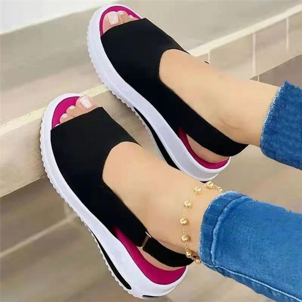 (black, 38) 2021 New Women Sandals Soft Ladies Sandals Comfortable Flat Sandals Women Open Toe Beach Shoes Woman Footwear
