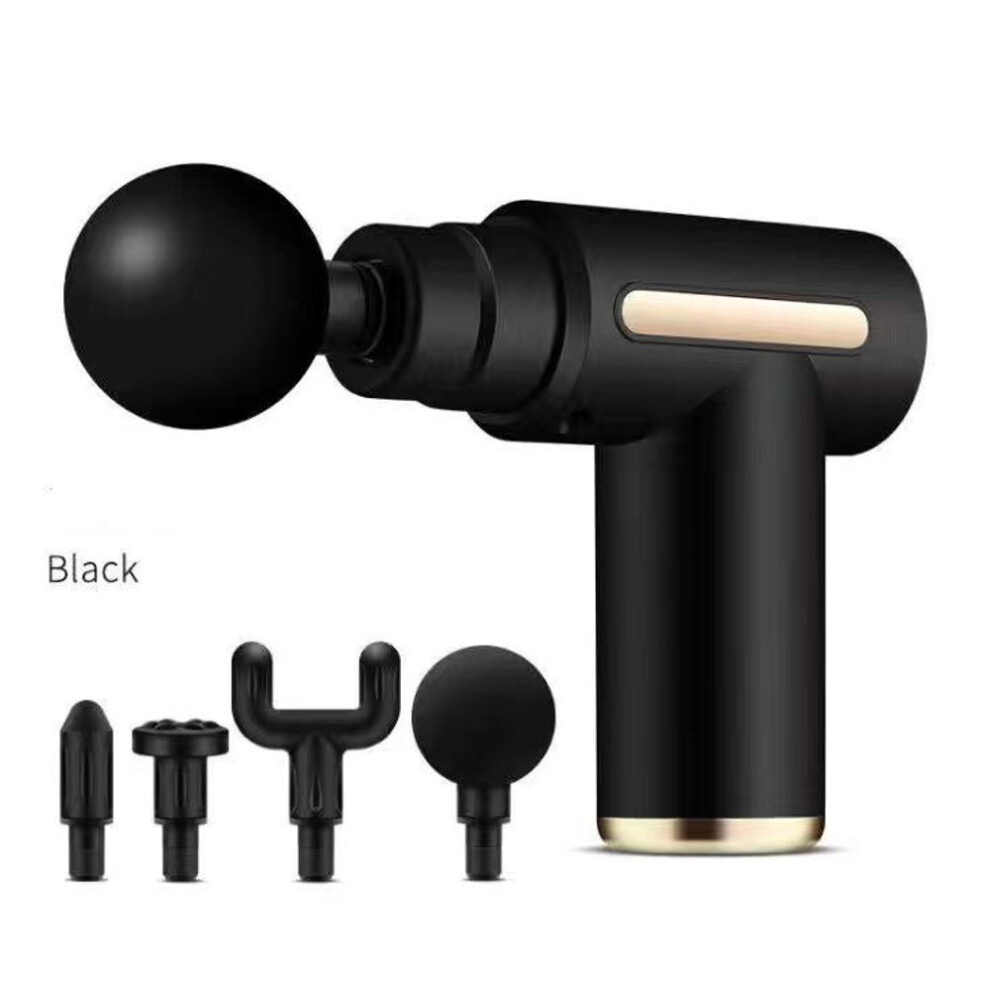 (black) Mini Massage Gun Percussion Muscle Massage Gun with 6 Speeds 4 Massage Heads With Carrying Bag for Back Shoulder Muscle Relieve