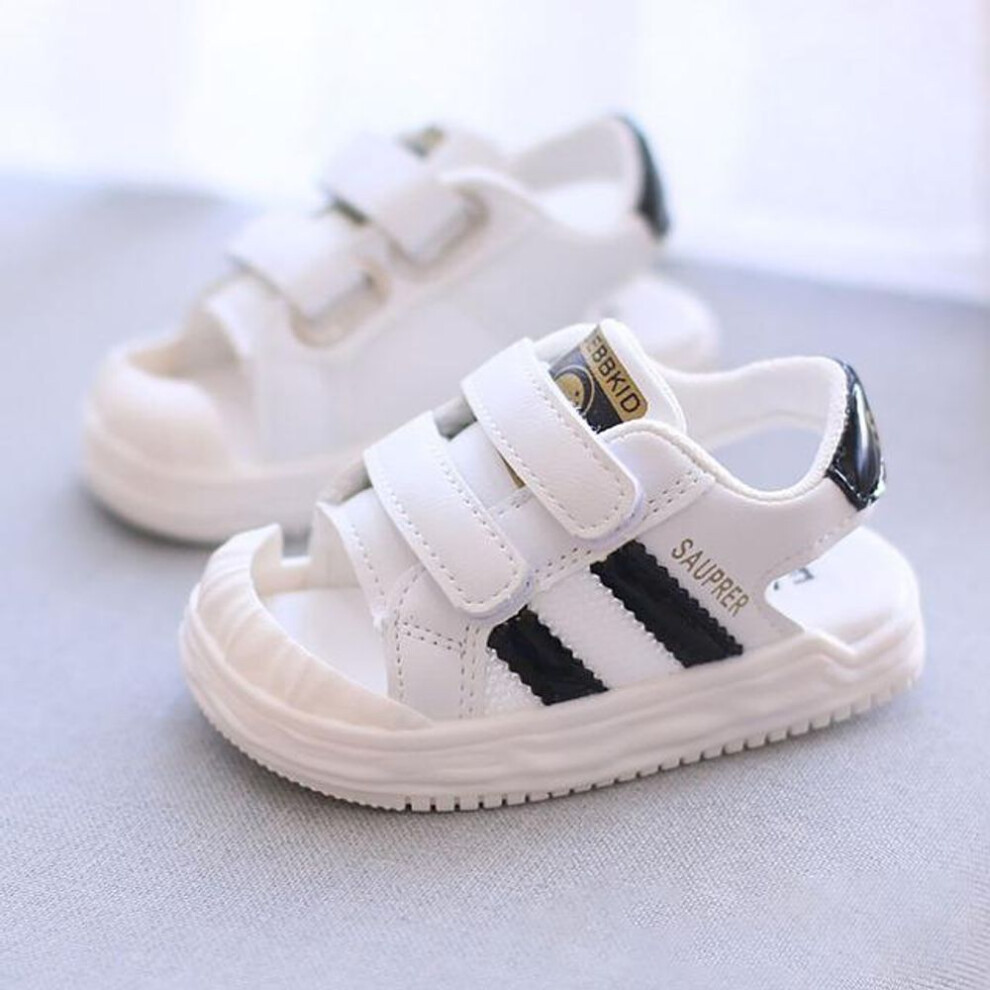 (black, 16) Pu Leather Summer Sandals For Children Trend Fashion Boys Girls Beach Shoes Anti-slippery Soft-soled Toddler Shoes Footwear
