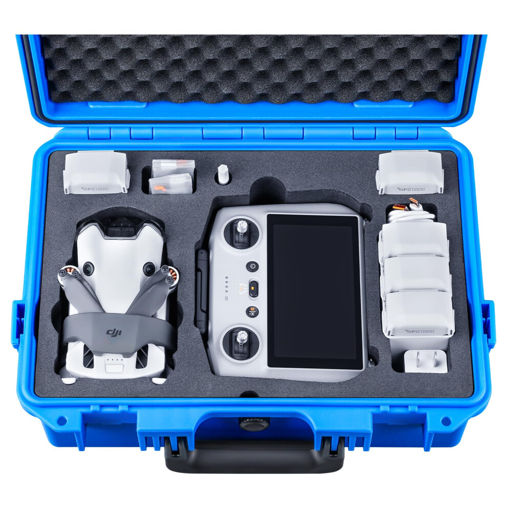 Lykus Titan Mm410 Waterproof Hard Case For Dji Mini 4 Pro/Mini 3/Pro And Dji Rc 2/Rc/Rc-N2/N1 Support 7 Batteries And Rc Lanyard Case Only Blue 6975428510674