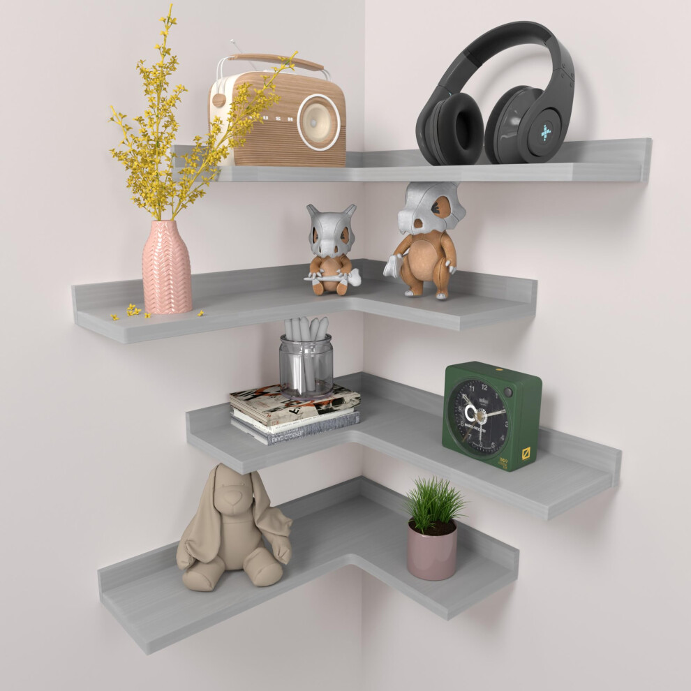 Rohov Plovouc Police Ecowillon Sada 4 Rohovch Polic Z Rustiklnho Borovicovho Dreva Pro Nstenn Skladovn A Dekoraci Rohov Nstenn Police Ve-image