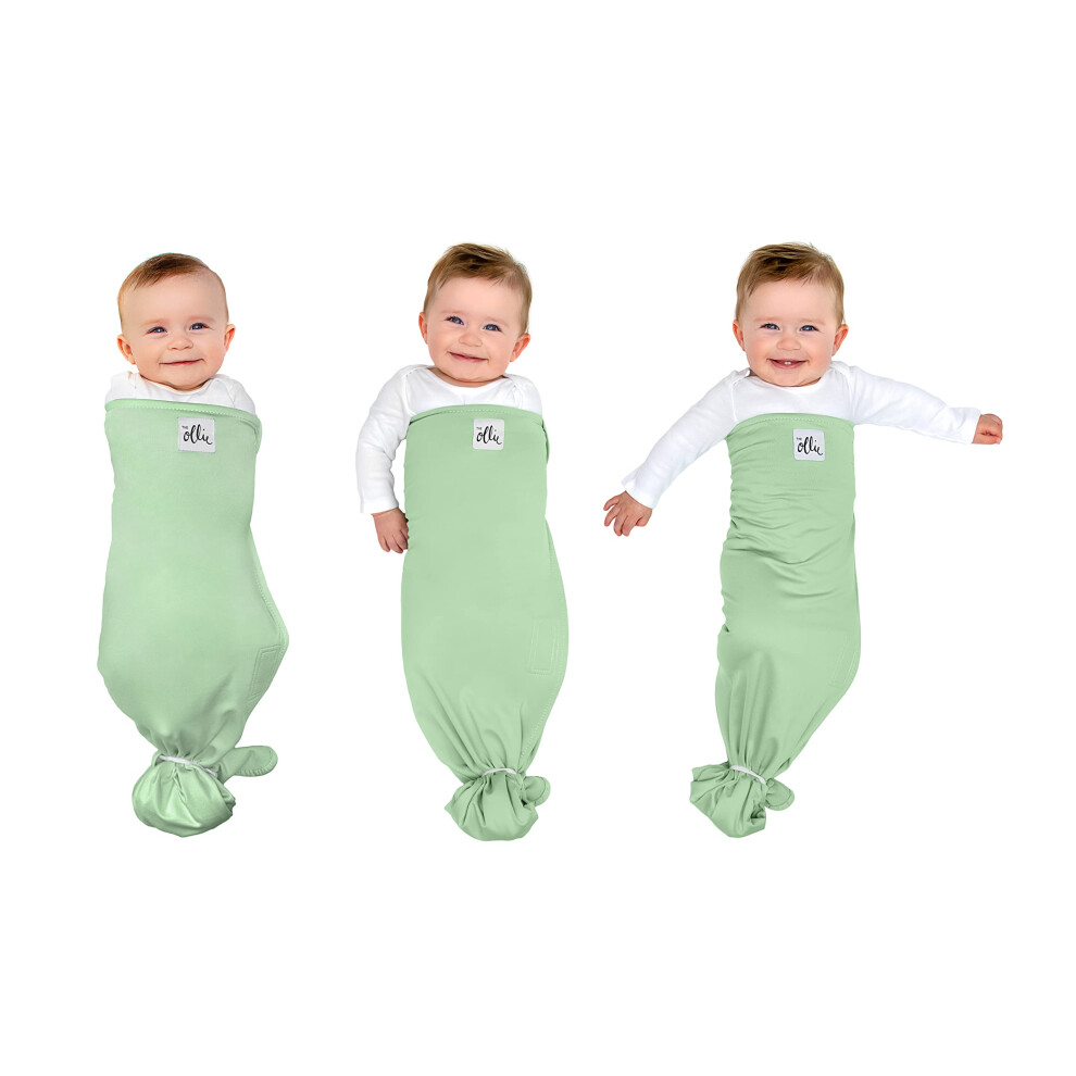 The Ollie Swaddle - Helps To Reduce The Moro (Startle) Reflex - Made From A Custom Designed Moisture-Wicking Material (Meadow) Le Ollie