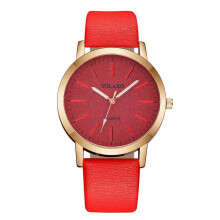 (red) Luxury Brand Leather Quartz Ladies Watch Ladies Watch Fashion Buckle Scale Female Student Watch Korean Style Simple Temperament Trend