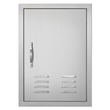 VEVOR BBQ Access Door  17W x 24H Inch Single Outdoor Kitchen Door  Stainless Steel Flush Mount Door  Wall Vertical Door with Handle  Vents and Hook  f