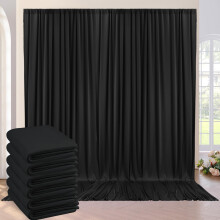 30ft?10ft Wrinkle Free Black Backdrop Curtain for Party  6 Panels 5?10 ft Thick Silky Polyester Photo Backdrop Drapes for 50th Birthday Parties Baby S