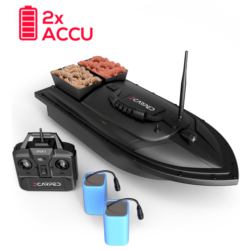 Barco de engodo com sonar e duas caixas de engodo.