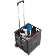 SAFCO Stow Away Folding Caddy - Telescopic Handle - 50 lb kapacitet - 2 hjul - x 16,5 bredd x 14,5 Djup x 39 Hjd - Svart silver - 1 vardera