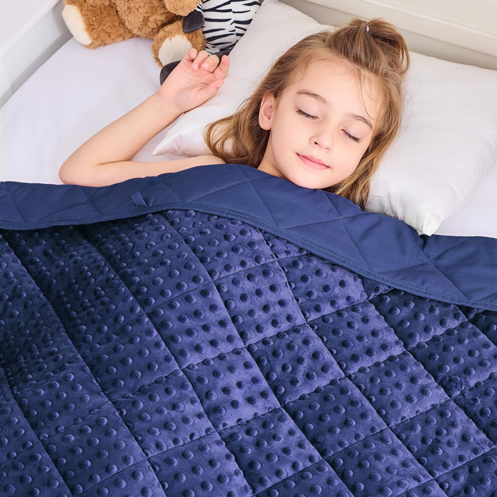 Yescool Couverture lestée pour enfants 4,5 kg Bleu Couverture lestée chaude en peluche Minky Couverture épaisse en microfibre Petite couverture p