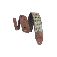 3 Wide Embossed Leather Guitar Strap / Turquoise