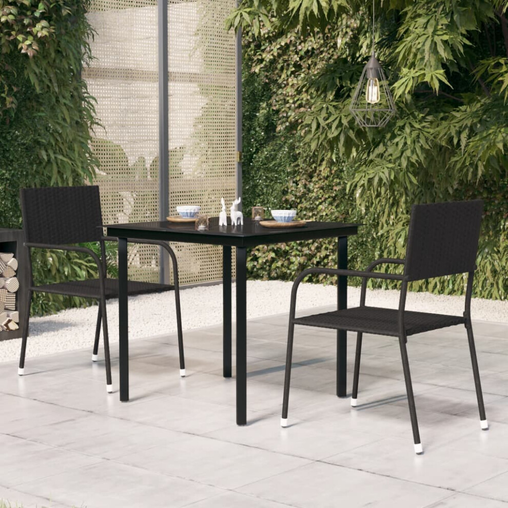 Vidaxl Garden Dining Table Black 80X80x74 Cm Steel And Glass