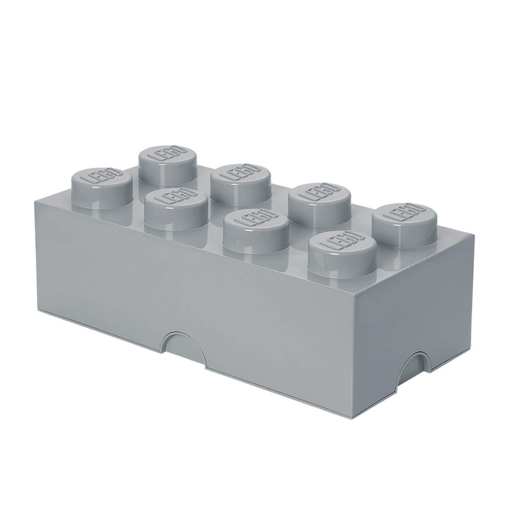 Room Copenhagen Grey Lego Storage Brick Box - Stackable Storage Solution - Stone Brick Size 8