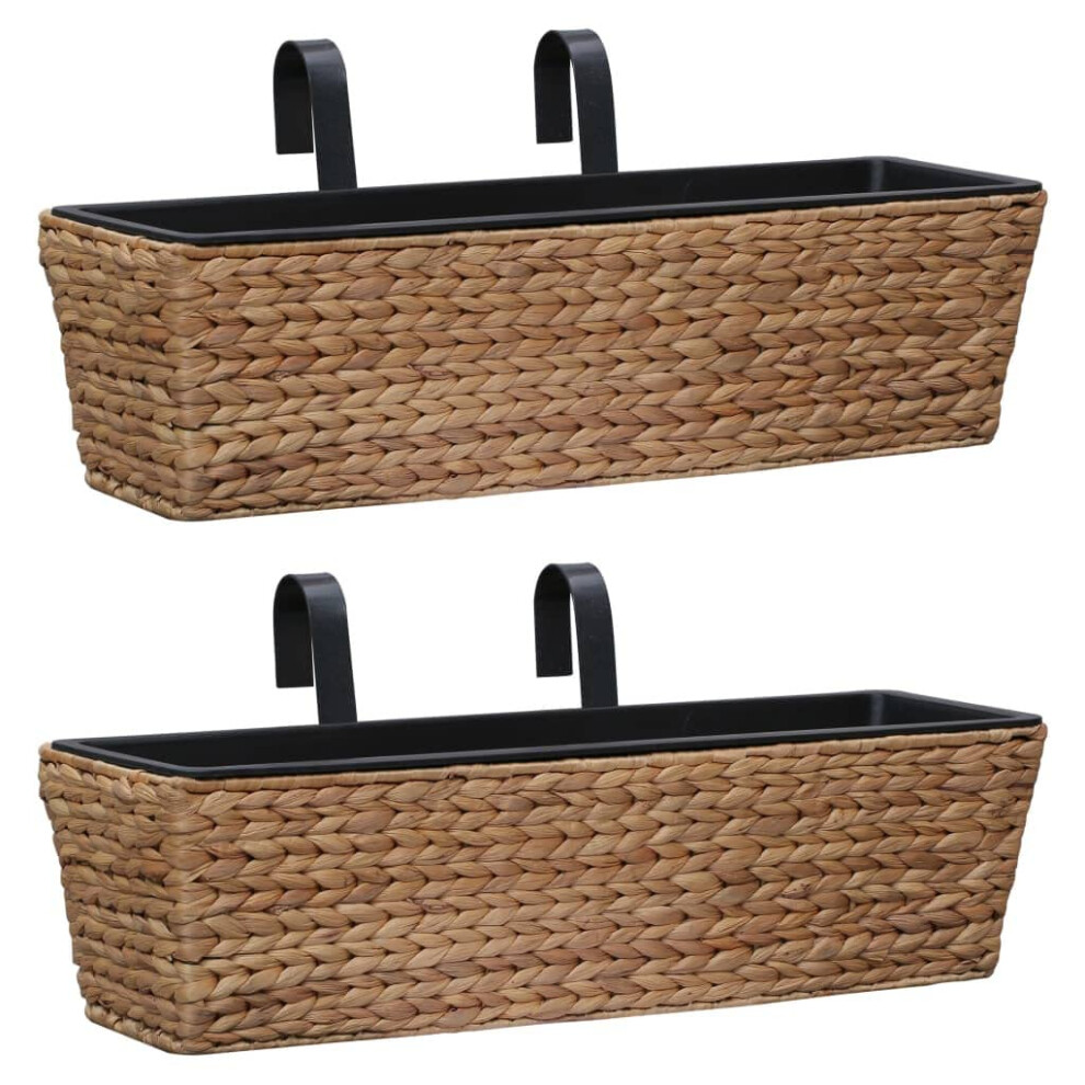 vidaXL Railing Planters 2 Pcs  Balcony Planters with Removable Inner Pot  Window Flower Boxes  Deck Railing Planters for Garden Fence  Water Hyacinth