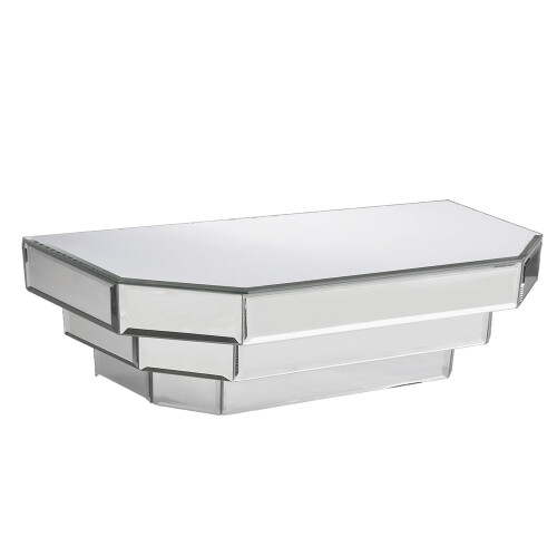 Contemporary Floating Mirrored Glass Stepped Shelf 1