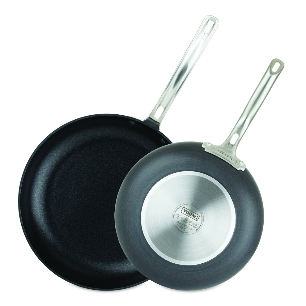 VIKING 40051-1182-1012 Hard Anodized Nonstick Fry Pan Set  10 Inch and 12 Inch  Gray