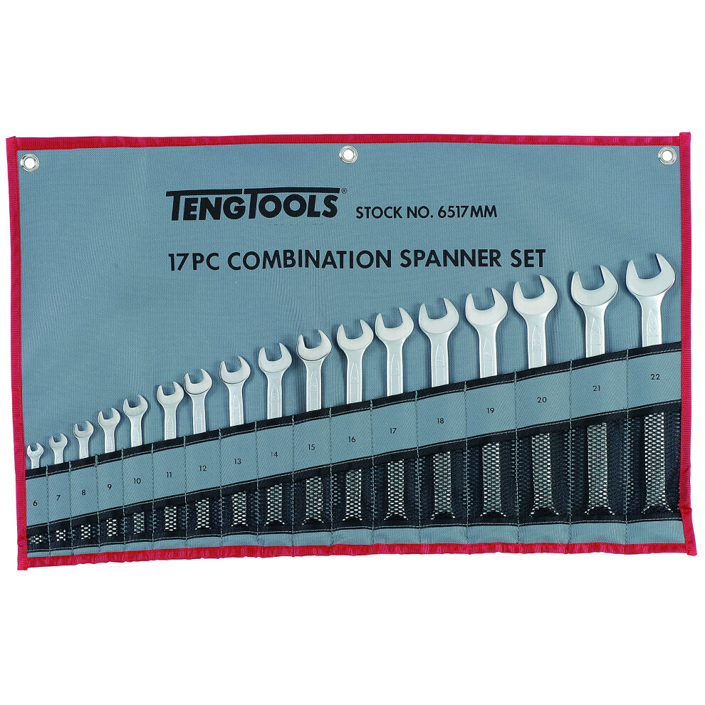 Teng Tools 17 Piece 12 Point Metric Combination Wrench Set 6MM - 22MM - 6517MM