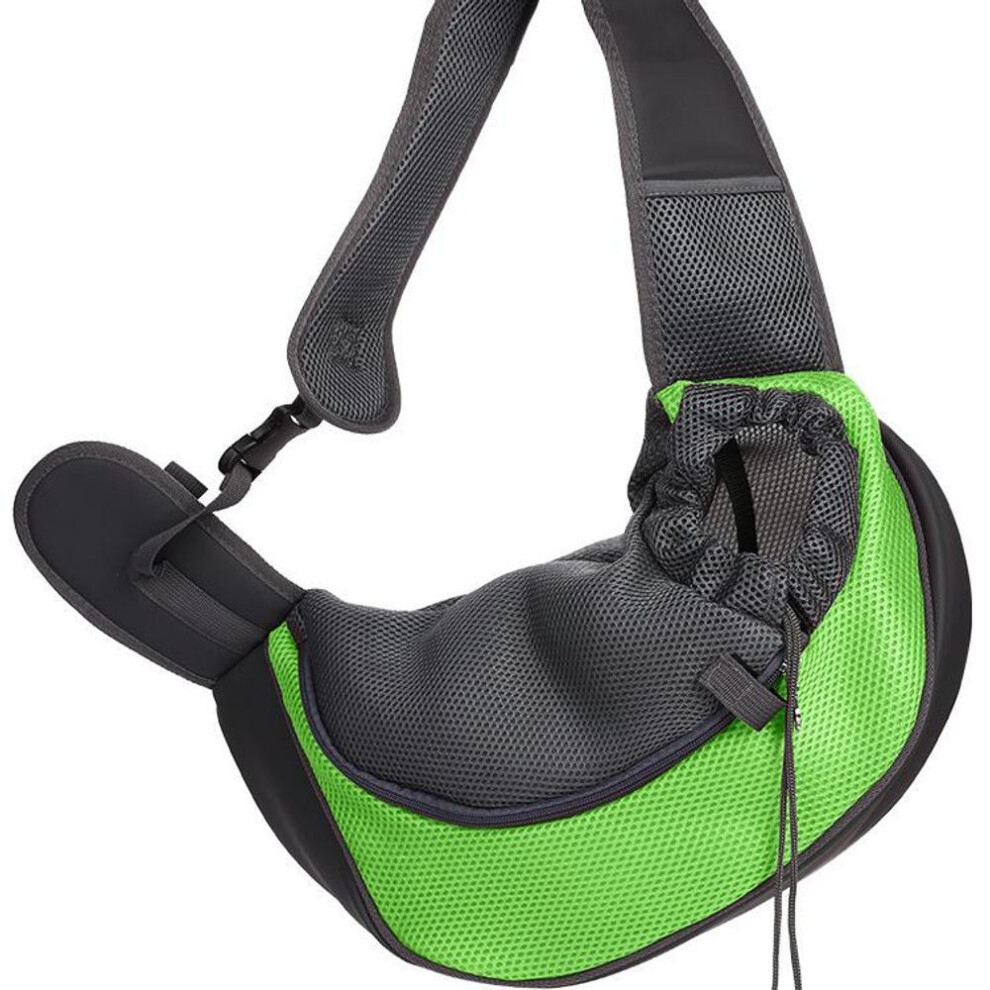 (green, S) Cat And Dog Travel Portable Diagonal Shoulder Bag With Breathable Mesh Pet Backpack